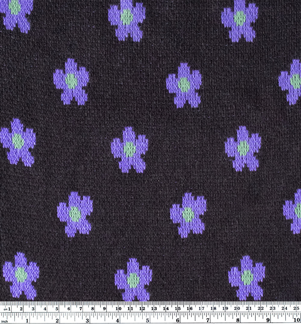 Daisy Jacquard Sweater Knit - Black/Purple