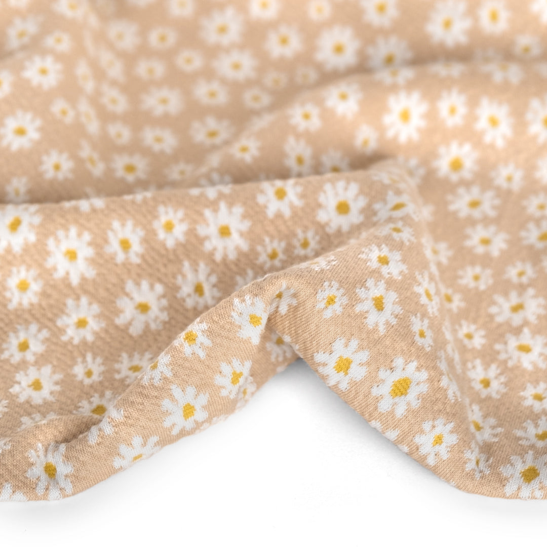Meadow Daisy Cotton Double Knit - Milk Tea | Blackbird Fabrics