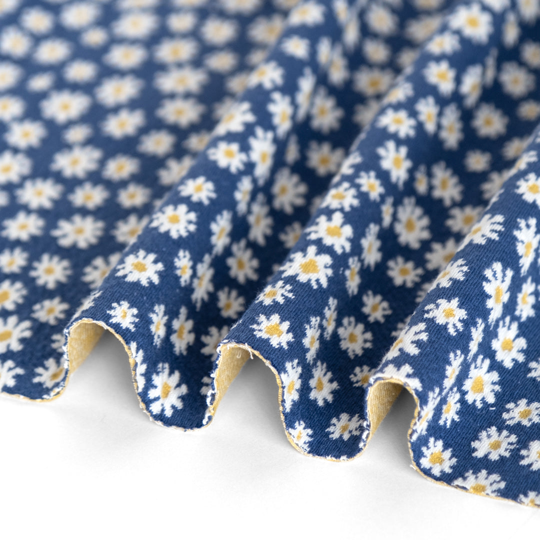 Meadow Daisy Cotton Double Knit - Denim Blue | Blackbird Fabrics