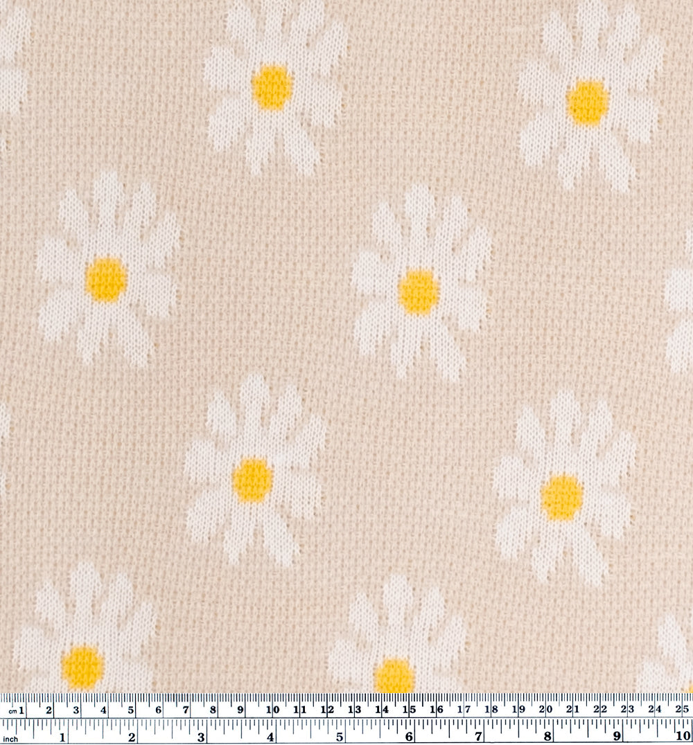 Daisy Jacquard Sweater Knit - Beige/Yolk/White