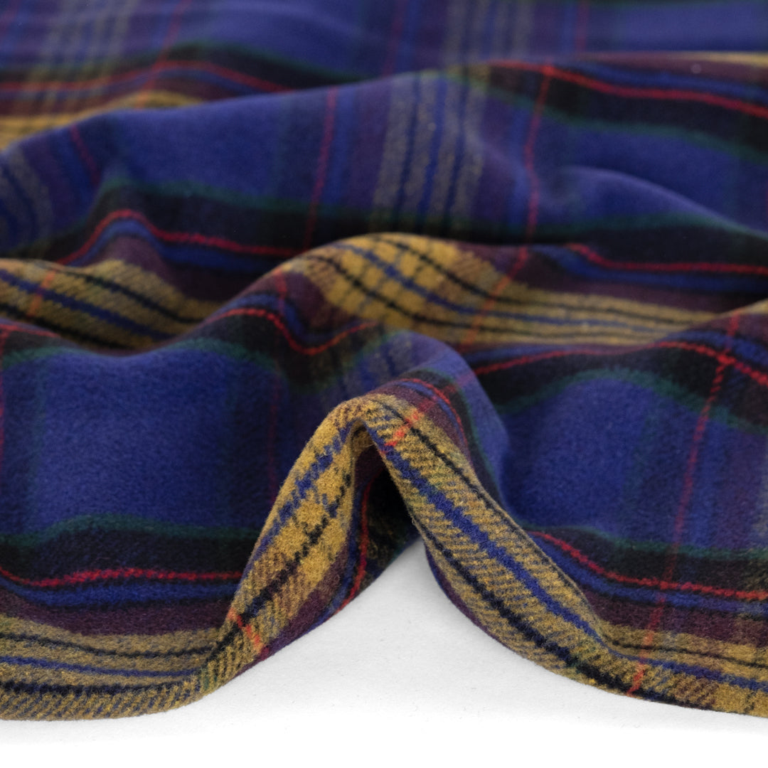 Deadstock Plaid Wool Coating - Royal Blue/Yellow/Red | Blackbird Fabrics