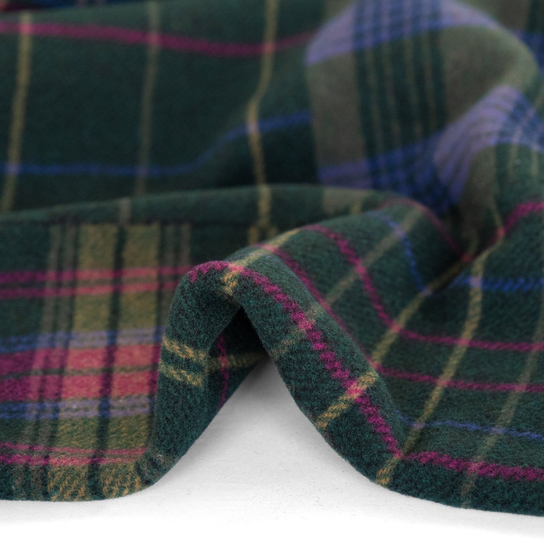 Deadstock Patchwork Plaid Wool Coating - Spruce/Jam/Blue | Blackbird Fabrics
