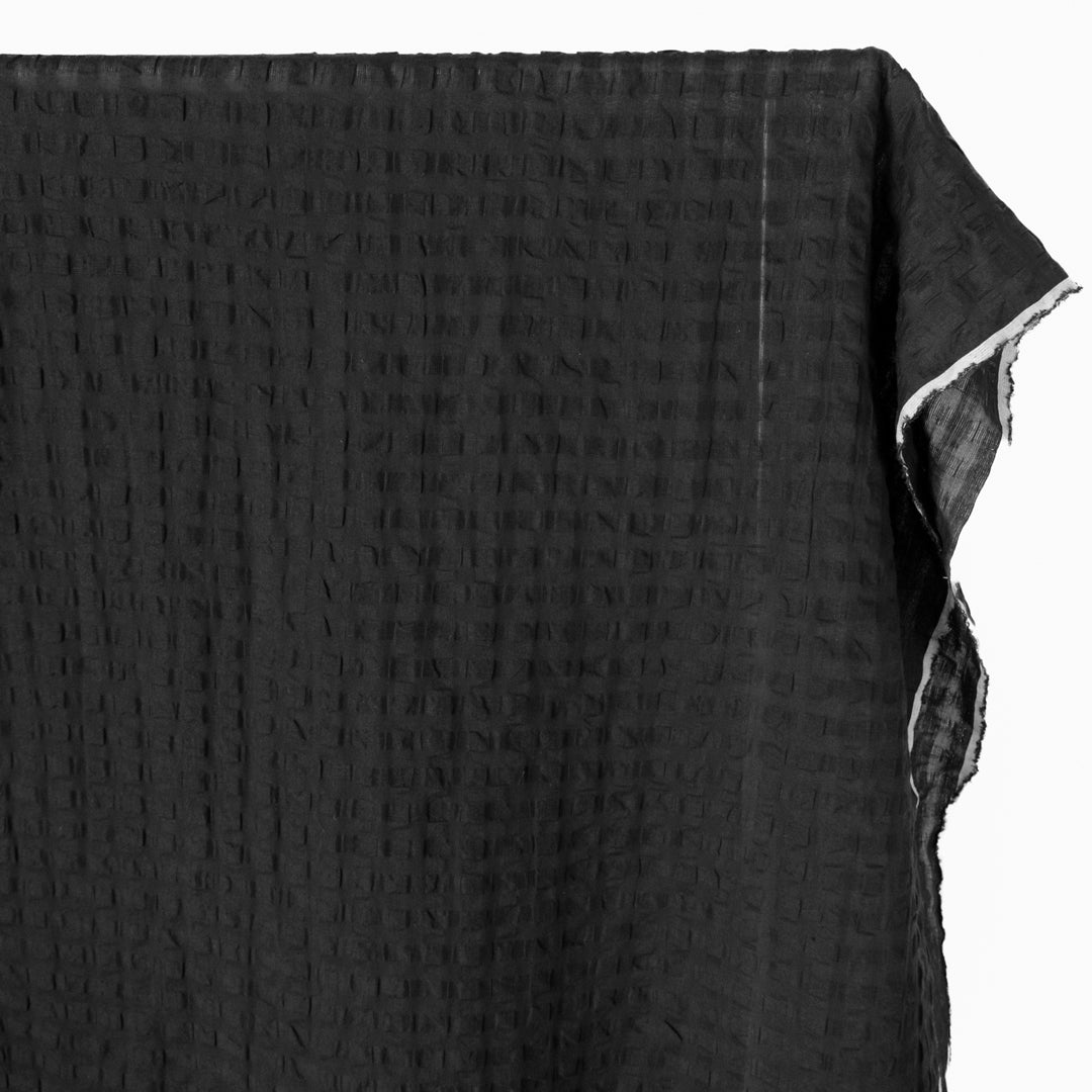 Check Linen Viscose Gauze - Black | Blackbird Fabrics