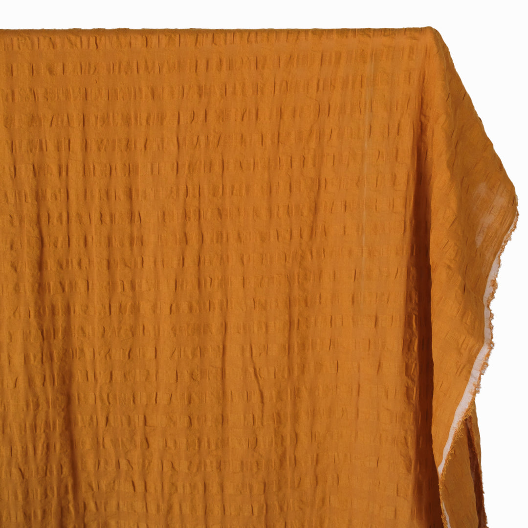 Check Linen Viscose Gauze - Saffron | Blackbird Fabrics