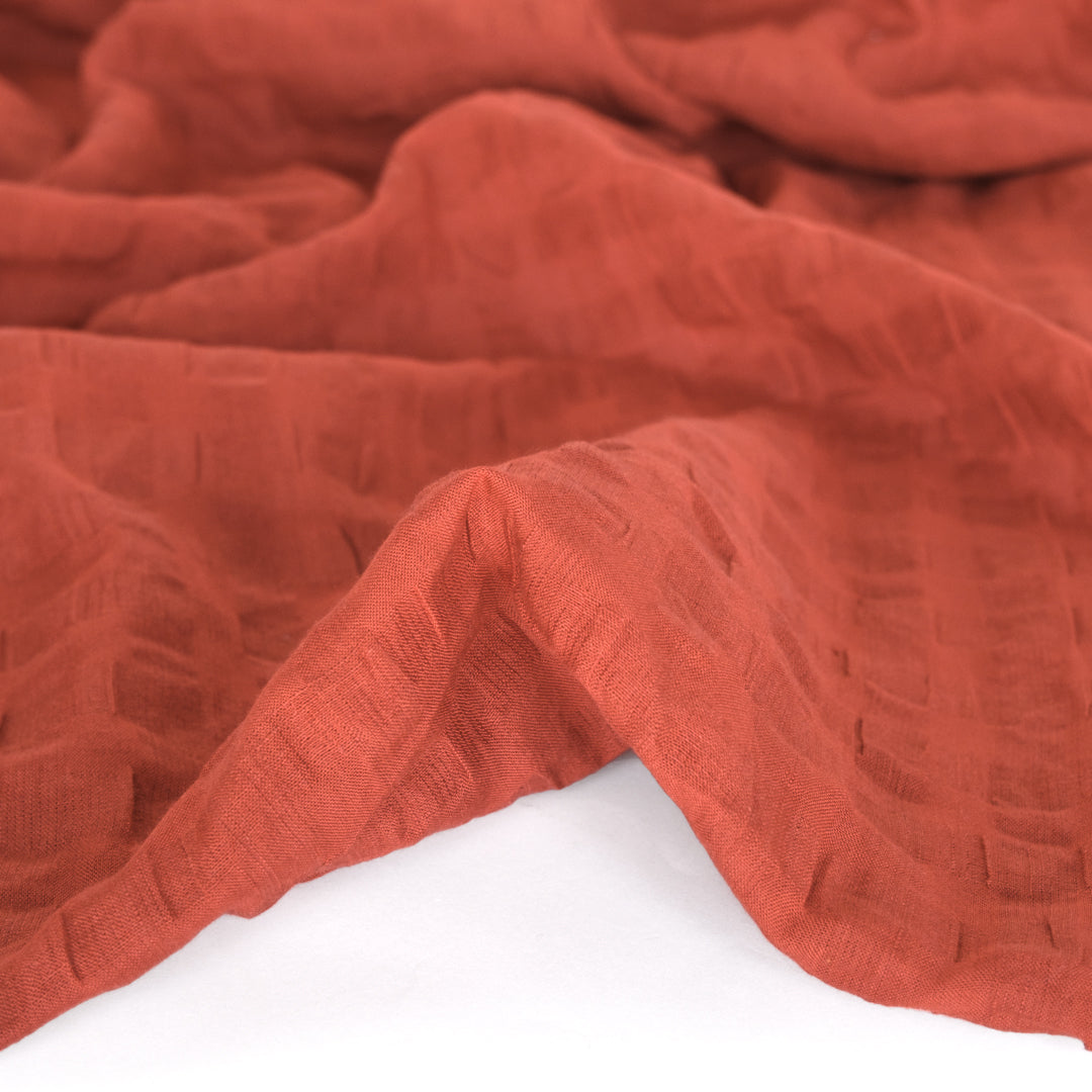 Check Linen Viscose Gauze - Red Clay | Blackbird Fabrics