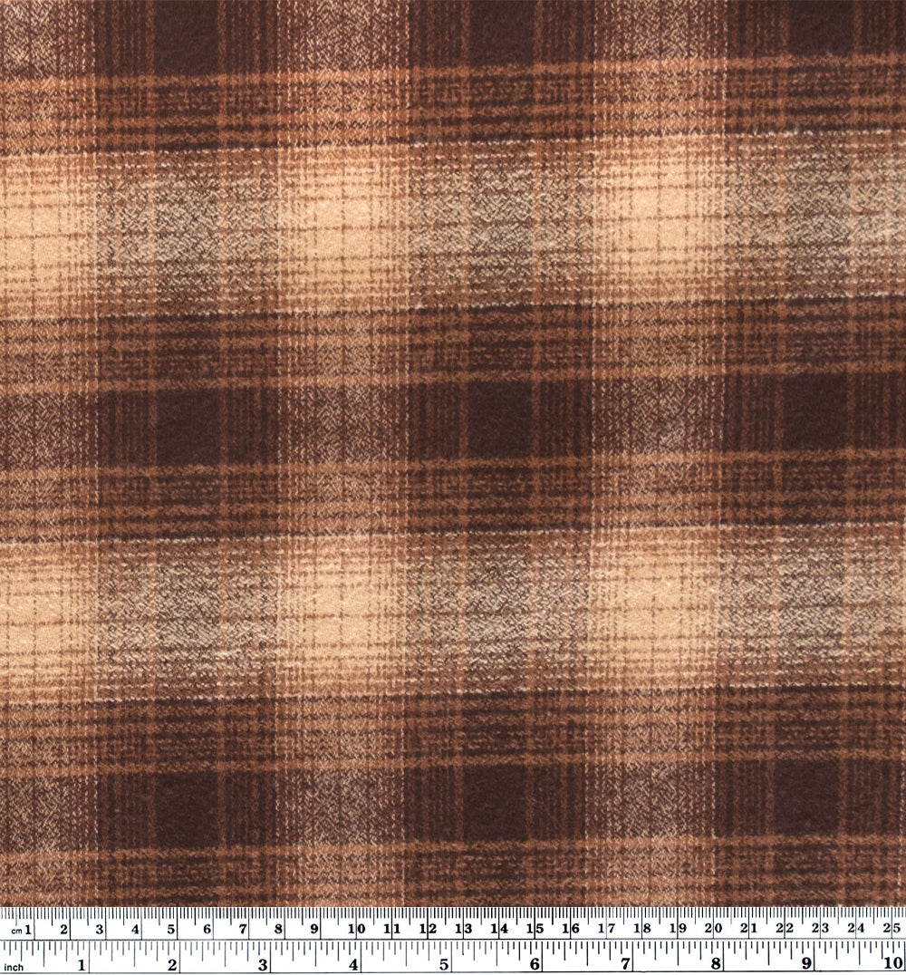 Plaid Cotton Flannel - Chocolate/Beige