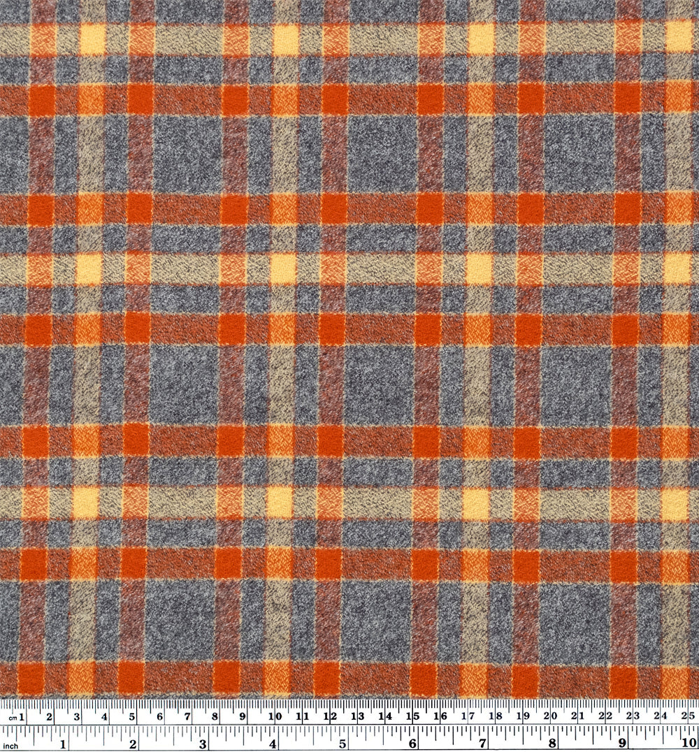 Plaid Cotton Flannel - Dark Grey/Orange