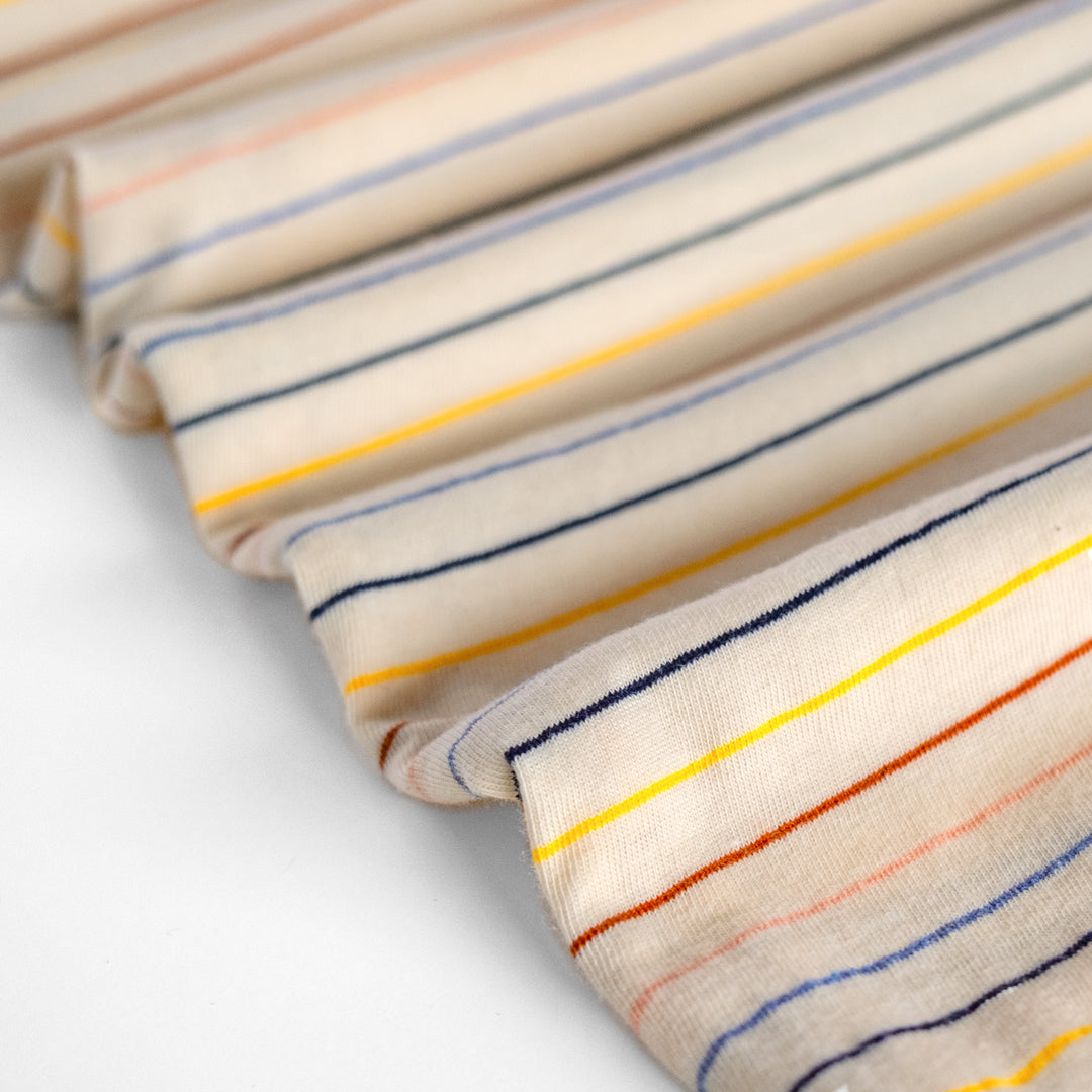 Micro Stripe Cotton Jersey - Cream/Multi