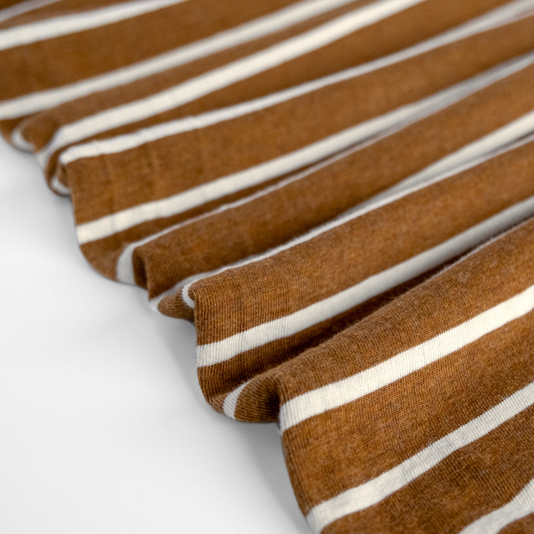 Striped Cotton Jersey - Gingerbread/Ivory