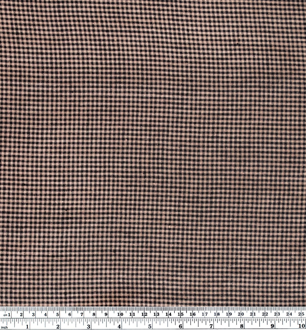 Micro Gingham Yarn Dyed Linen - Fawn/Black