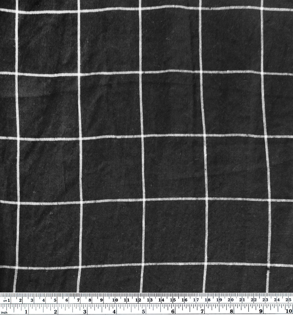 Windowpane Grid Yarn Dyed Linen - Black | Blackbird Fabrics