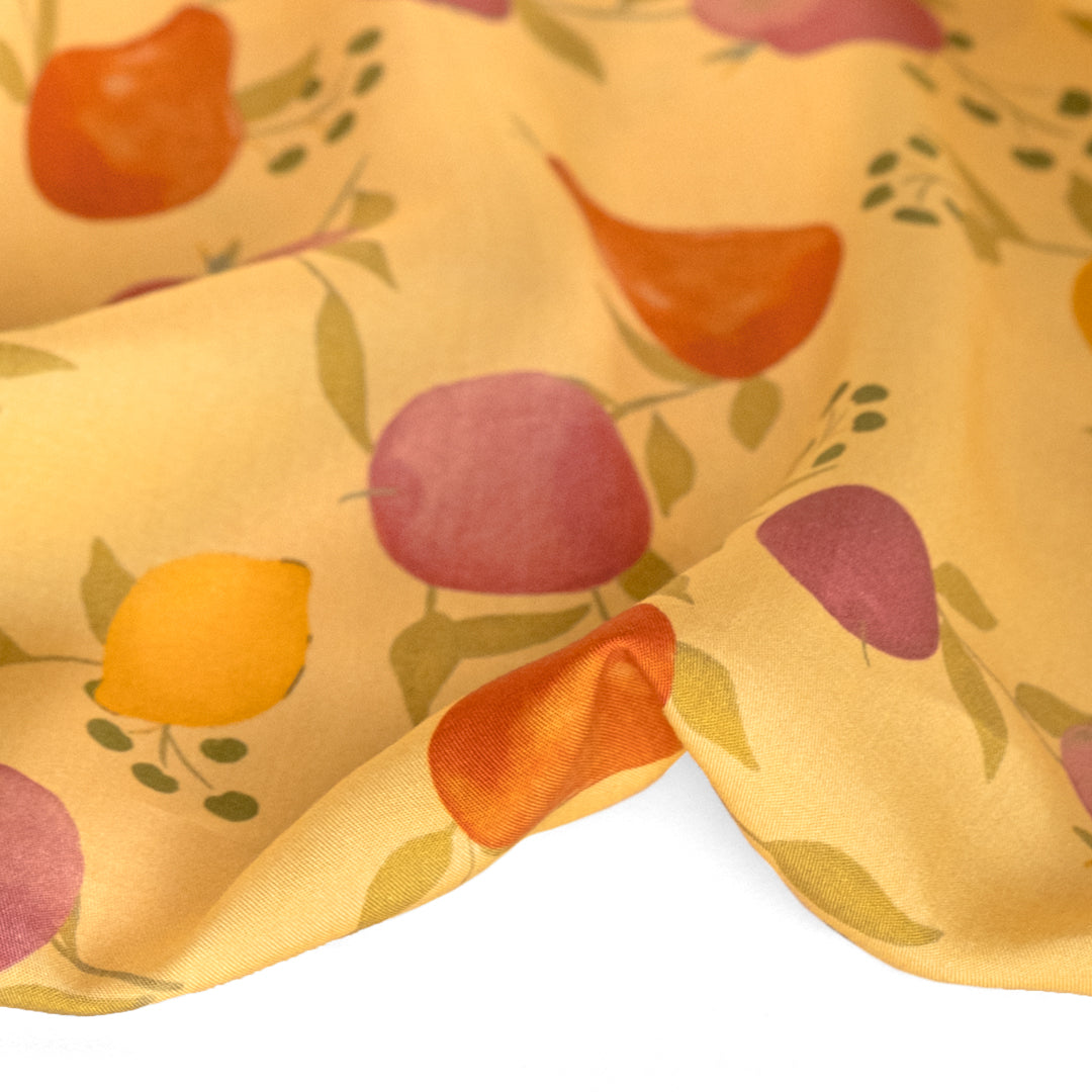 Stone Fruit TENCEL™ Lyocell Twill - Butter/Orange/Rose | Blackbird Fabrics