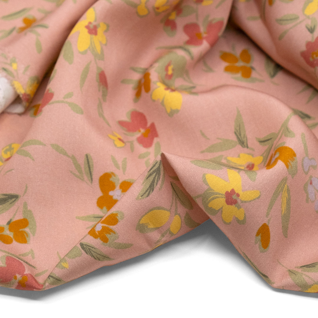Painted Blossom TENCEL™ Lyocell Twill - Blush/Buttercup/Sage