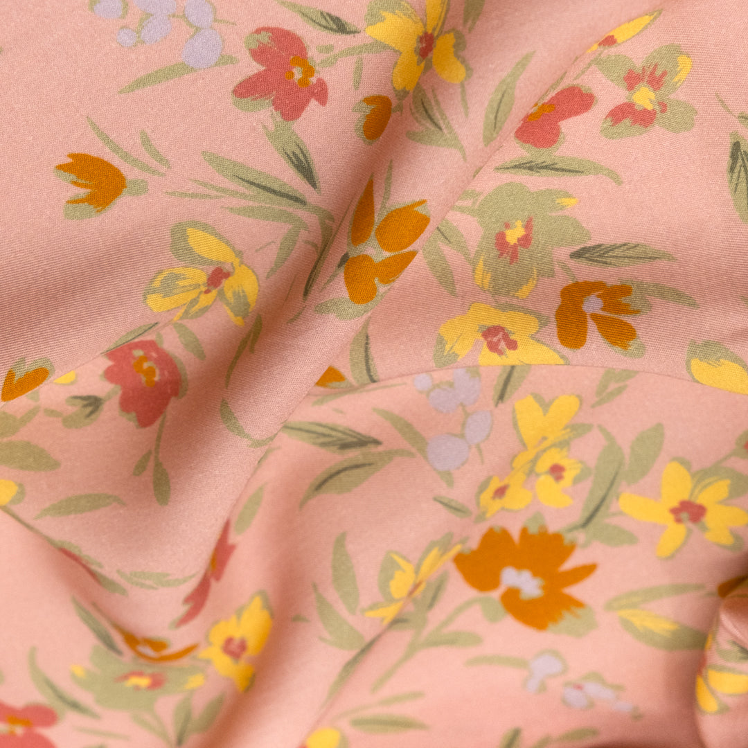 Painted Blossom TENCEL™ Lyocell Twill - Blush/Buttercup/Sage