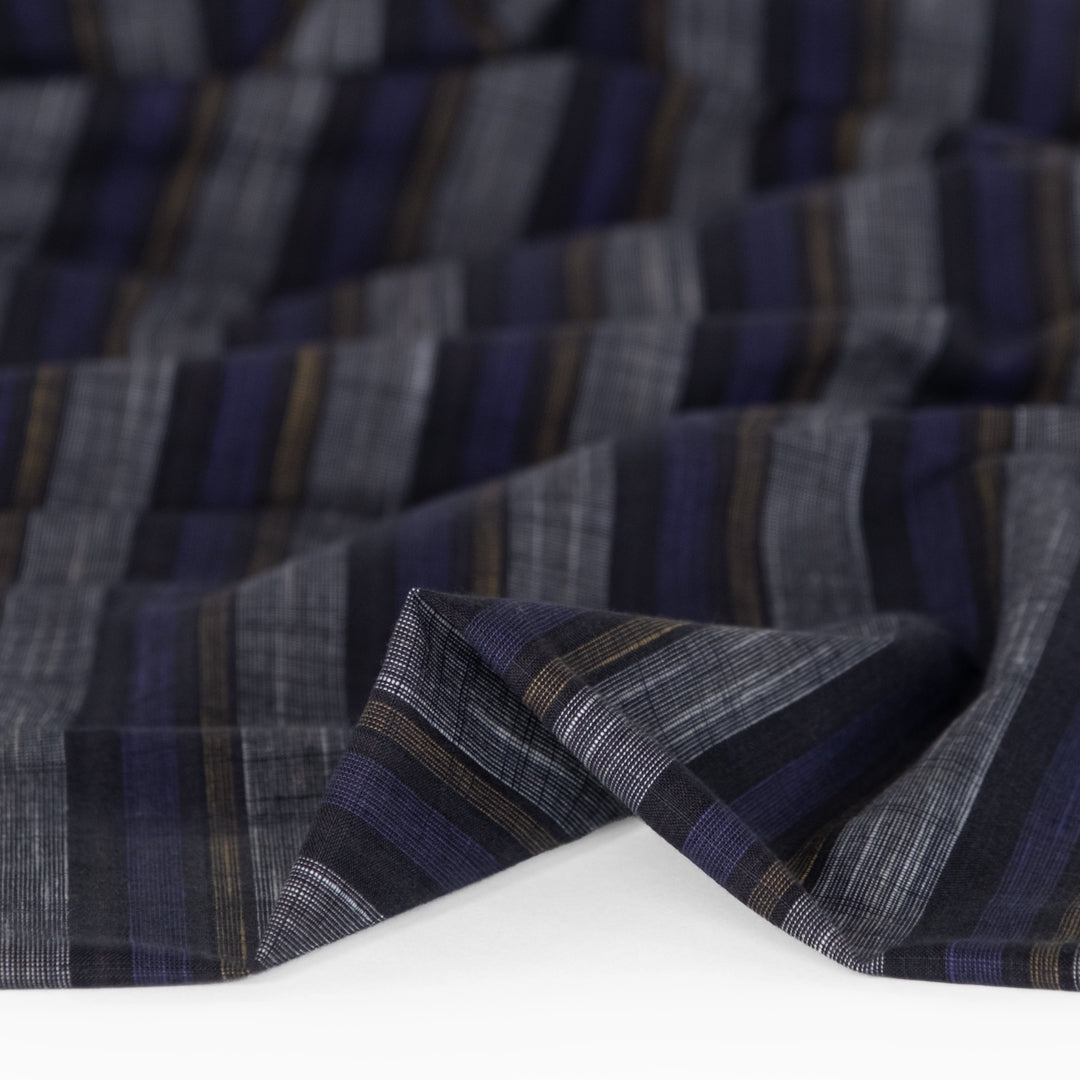 Stripe Yarn Dyed Cotton - Black/Navy | Blackbird Fabrics