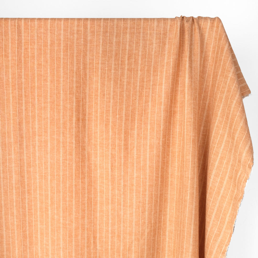 Striped Hemp & Organic Cotton Chambray - Apricot/Ivory | Blackbird Fabrics