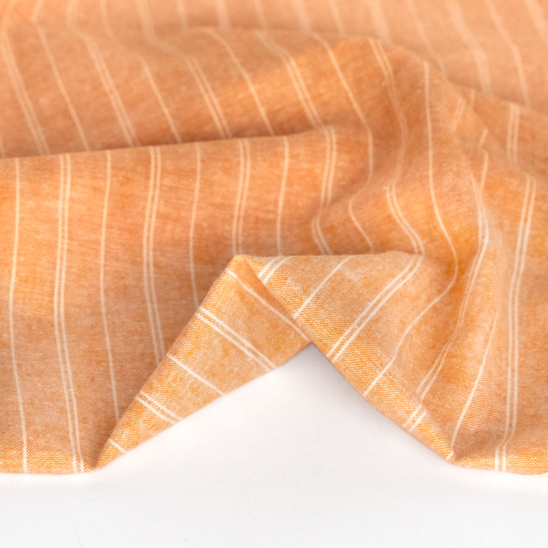 Striped Hemp & Organic Cotton Chambray - Apricot/Ivory | Blackbird Fabrics