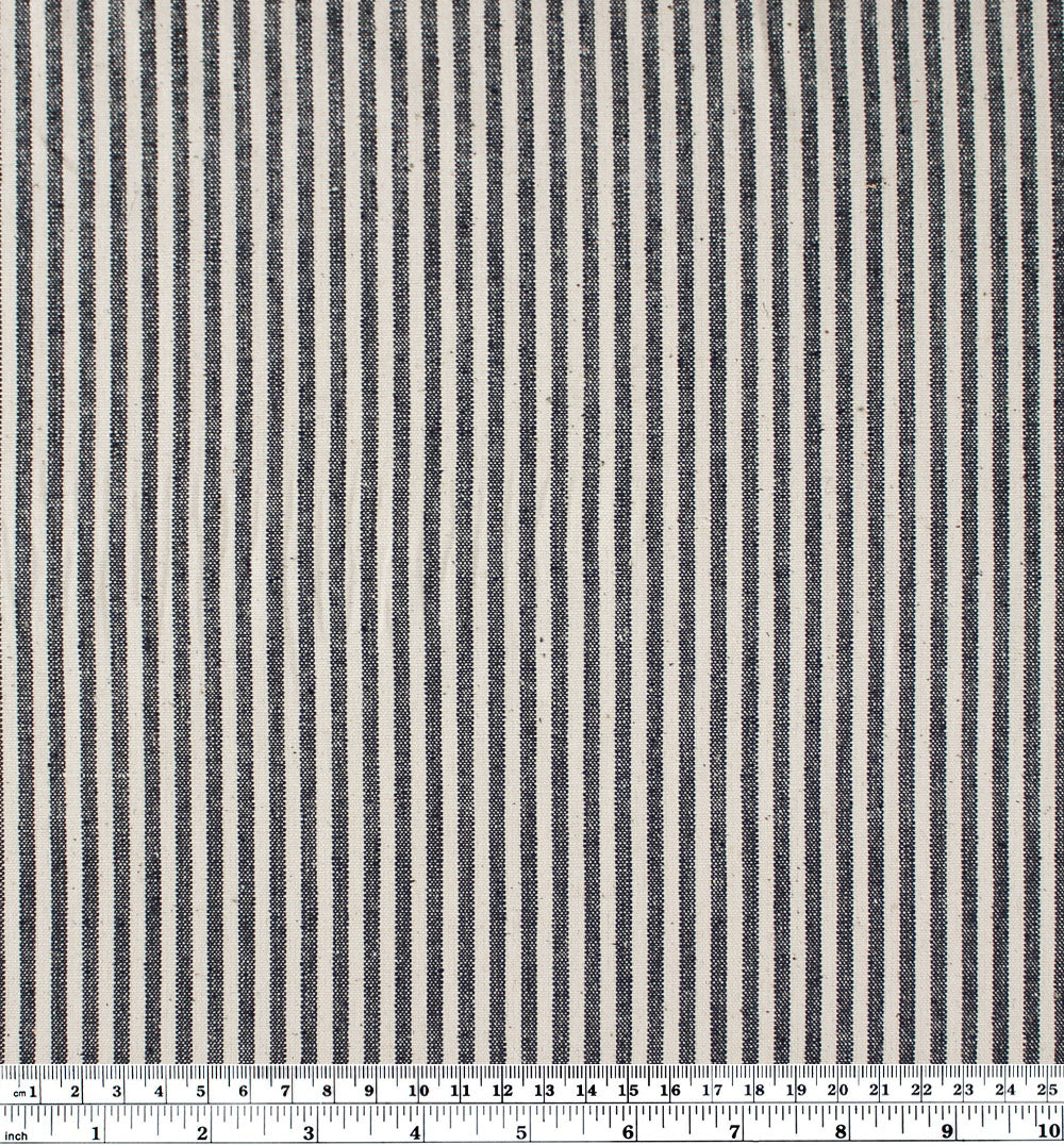 6oz Hemp & Organic Cotton Canvas Stripe - Black/Natural