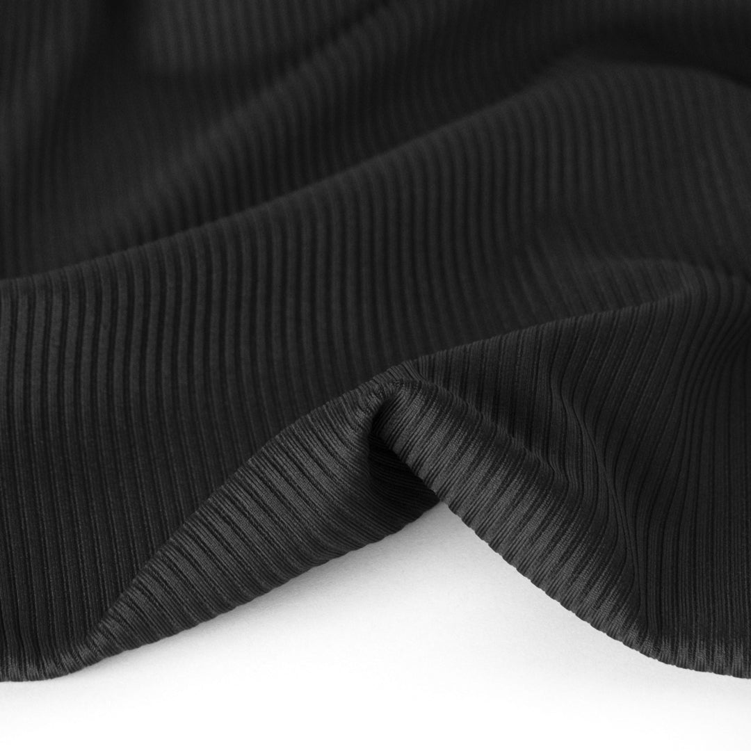 Recycled Poly Ribbed Swim Tricot - Black | Blackbird Fabrics