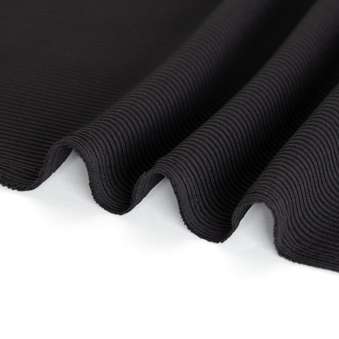 Recycled Poly Ribbed Swim Tricot - Black | Blackbird Fabrics