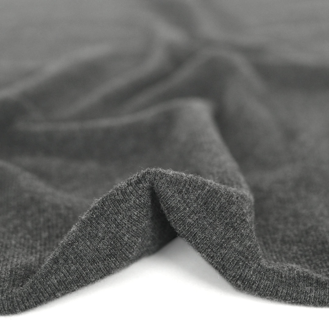 Bamboo & Cotton 2x2 Ribbing - Heather Charcoal