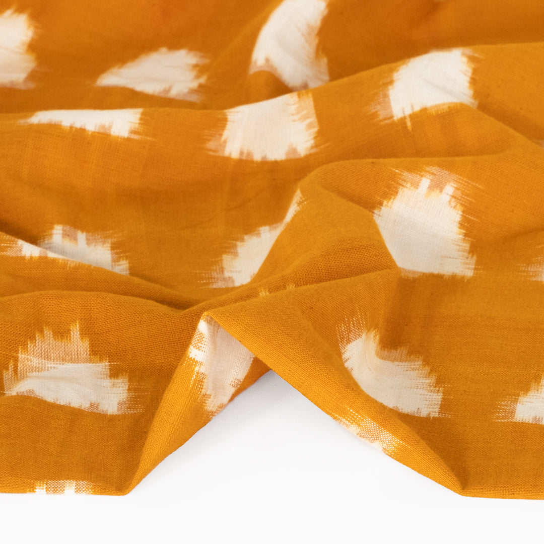 Handwoven Cotton Ikat - Marigold/White | Blackbird Fabrics