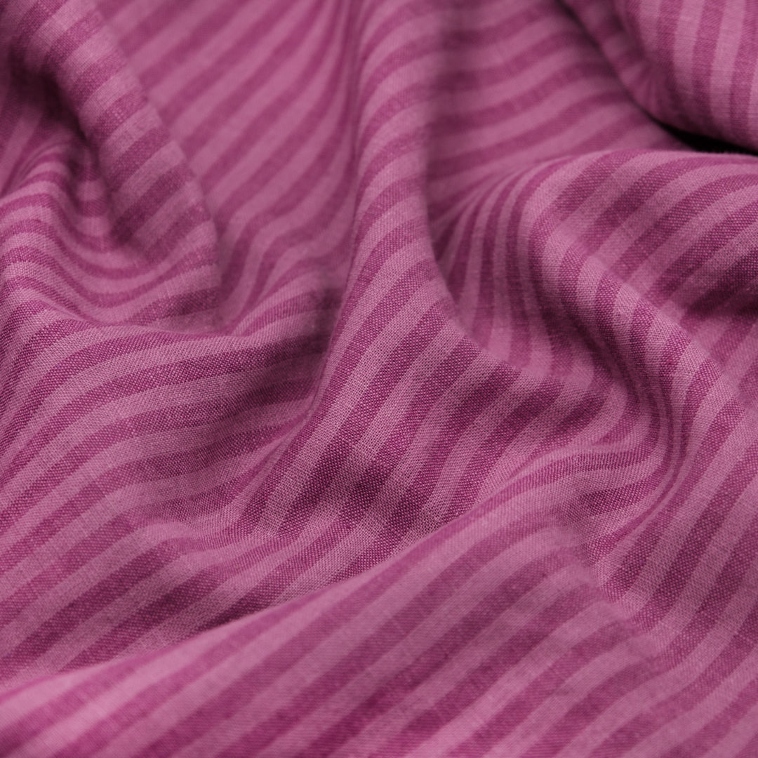 Stripe Yarn Dyed Cotton Linen - Cactus Flower/Dahlia | Blackbird Fabrics