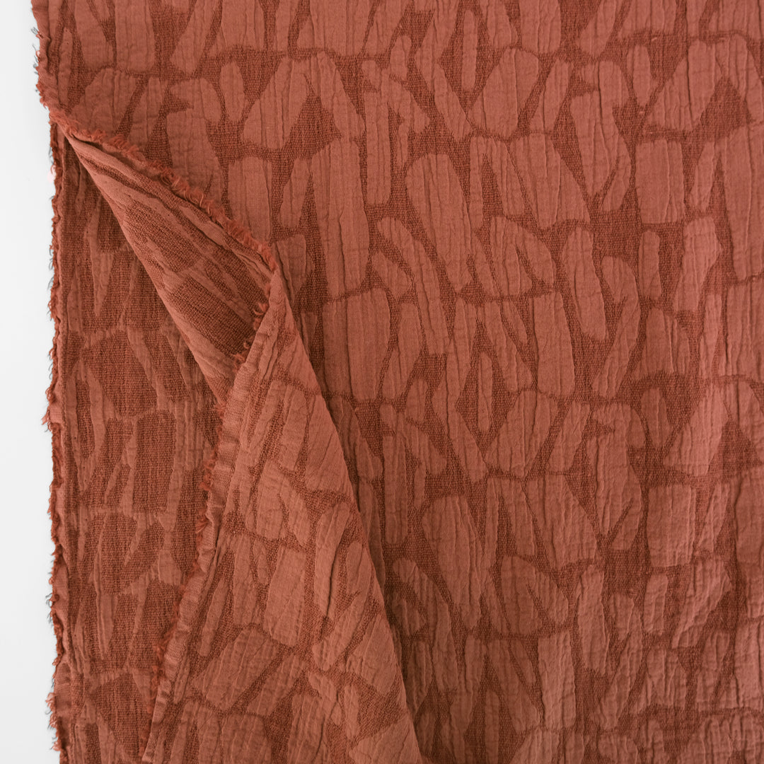 Abstract Textured Cotton Blend Jacquard - Spice