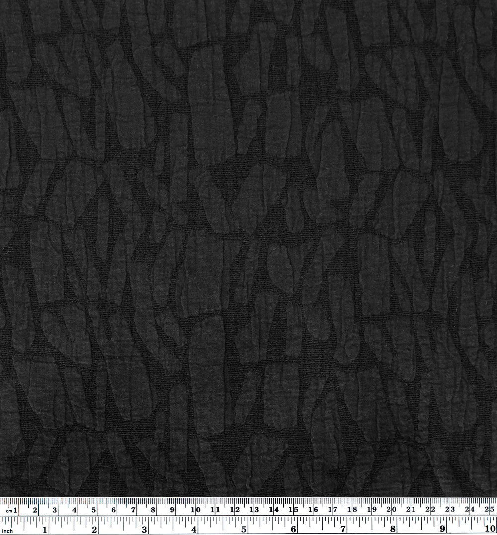 Abstract Textured Cotton Blend Jacquard - Black