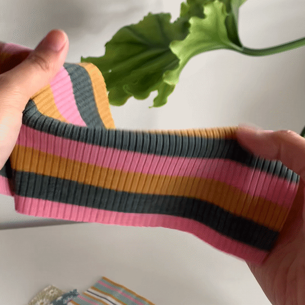 Gelato Stripe Rib Knit - Pink/Spruce/Wheat | Blackbird Fabrics