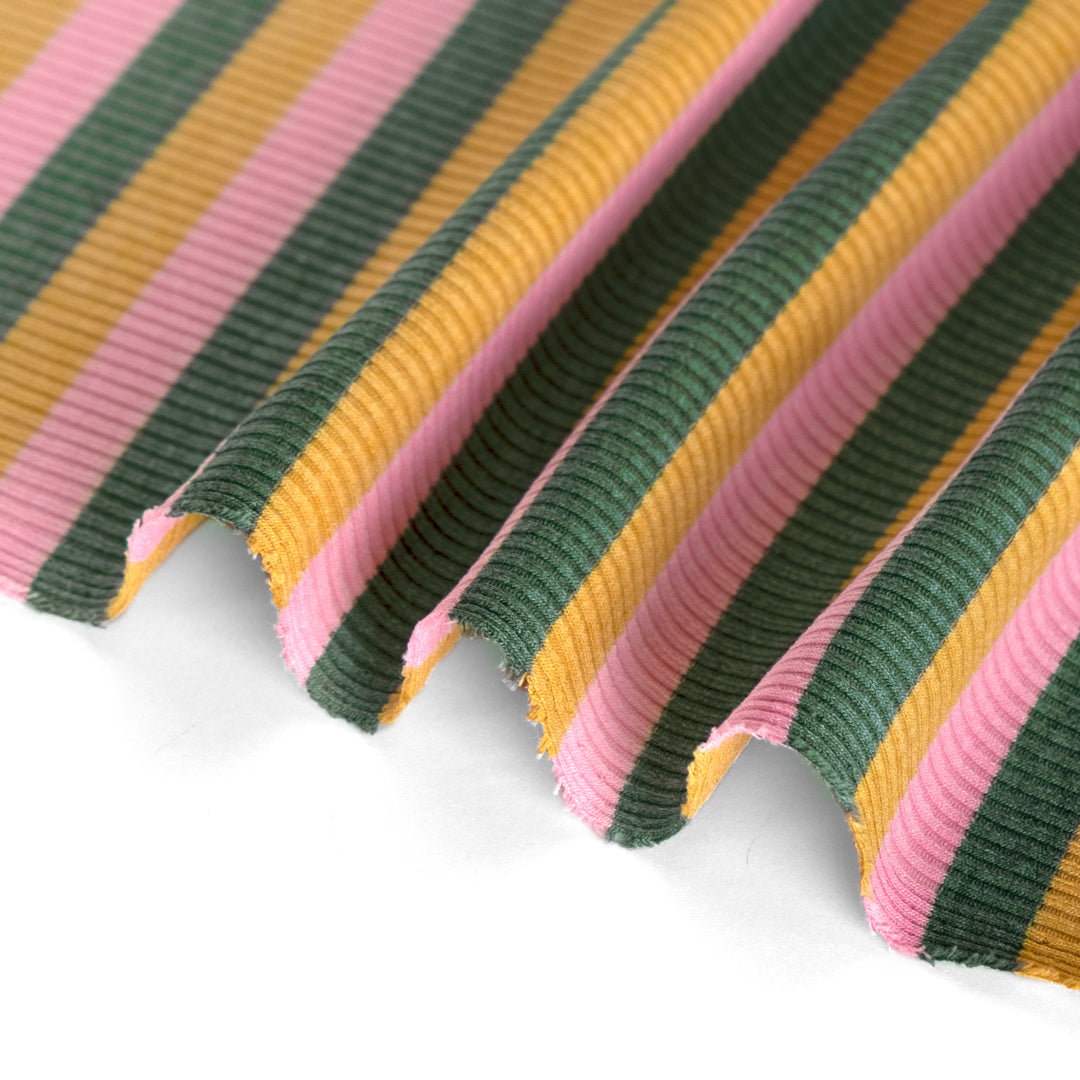 Gelato Stripe Rib Knit - Pink/Spruce/Wheat | Blackbird FabricsGelato Stripe Rib Knit - Pink/Spruce/Wheat | Blackbird Fabrics