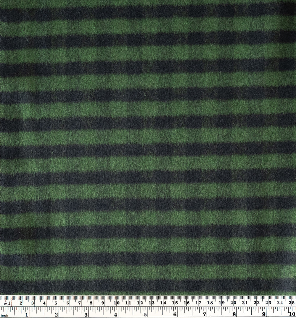 Gingham Yarn Dyed Wool Blend Coating - Black/Forest