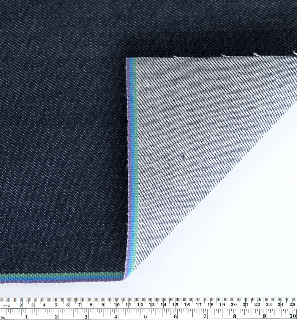 11.25oz Comfort Stretch Recycled Cotton Selvedge Denim - Rainbow | Blackbird Fabrics
