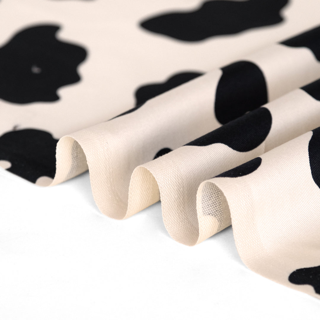 Dairy Cow Printed Cotton Twill - Ivory/Black | Blackbird Fabrics