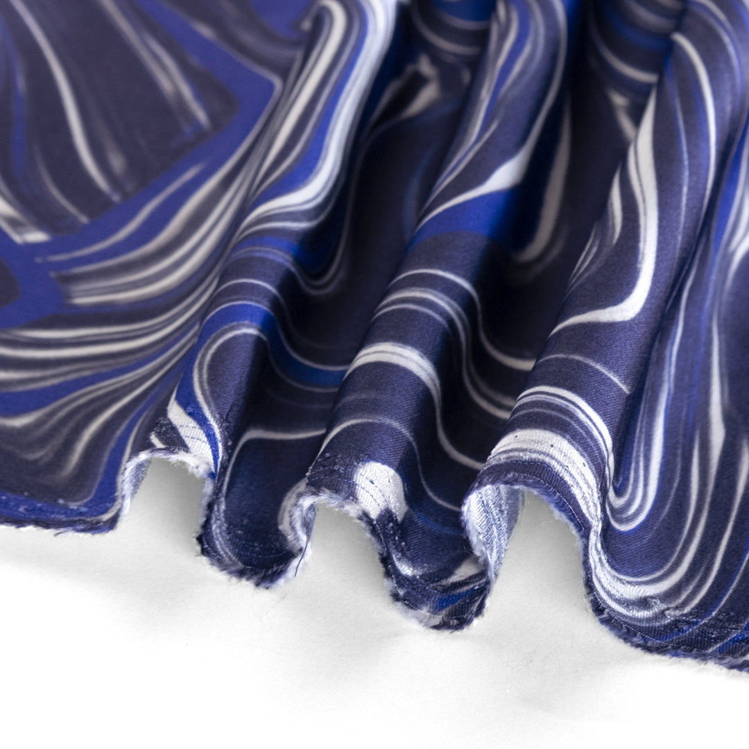 Marble Swirl Eco Satin - Indigo/Navy/Ivory