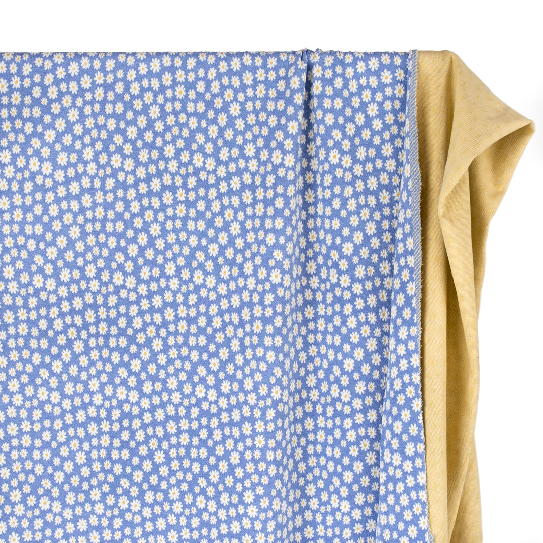 Meadow Daisy Cotton Double Knit - Sky Blue | Blackbird Fabrics
