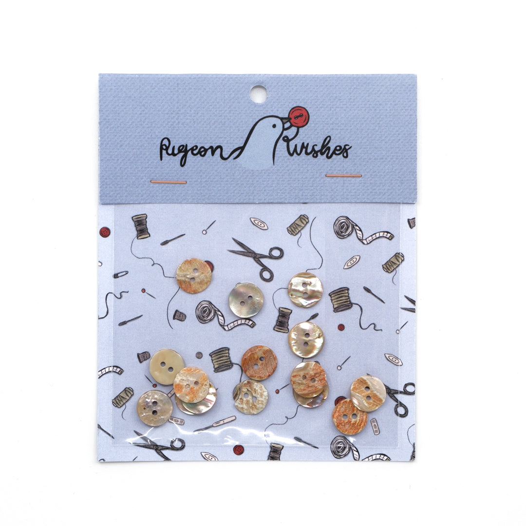 Pigeon Wishes Resin Shirting Buttons (13mm) Set of 15 - Pure Shores