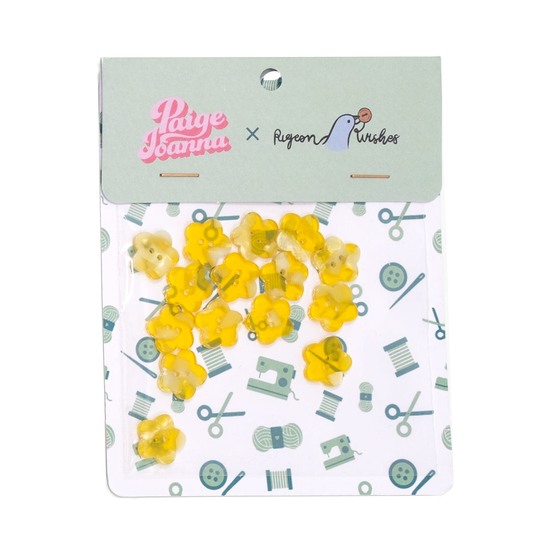 Pigeon Wishes x Paige Joanna Resin Shirting Buttons (15mm) Set of 15 - Buttercup