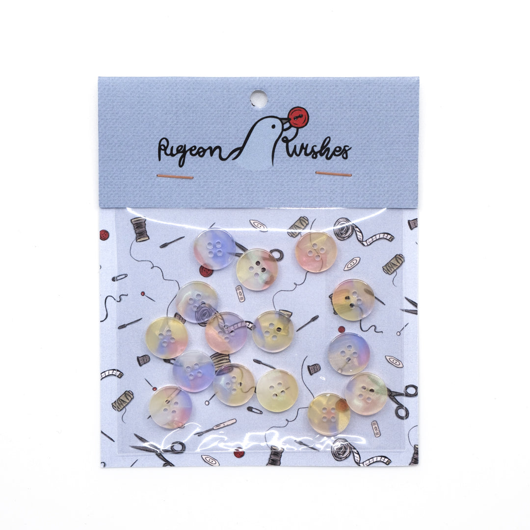 Pigeon Wishes Resin Shirting Buttons (15mm) Set of 15 - Mystic Meg