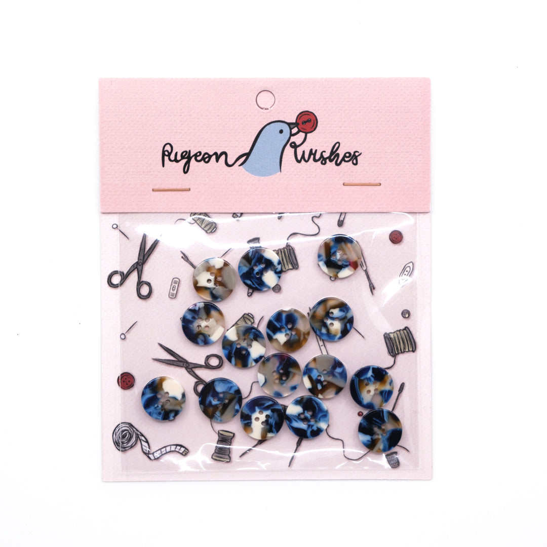 Pigeon Wishes Resin Shirting Buttons (15mm) Set of 15 - Roswell