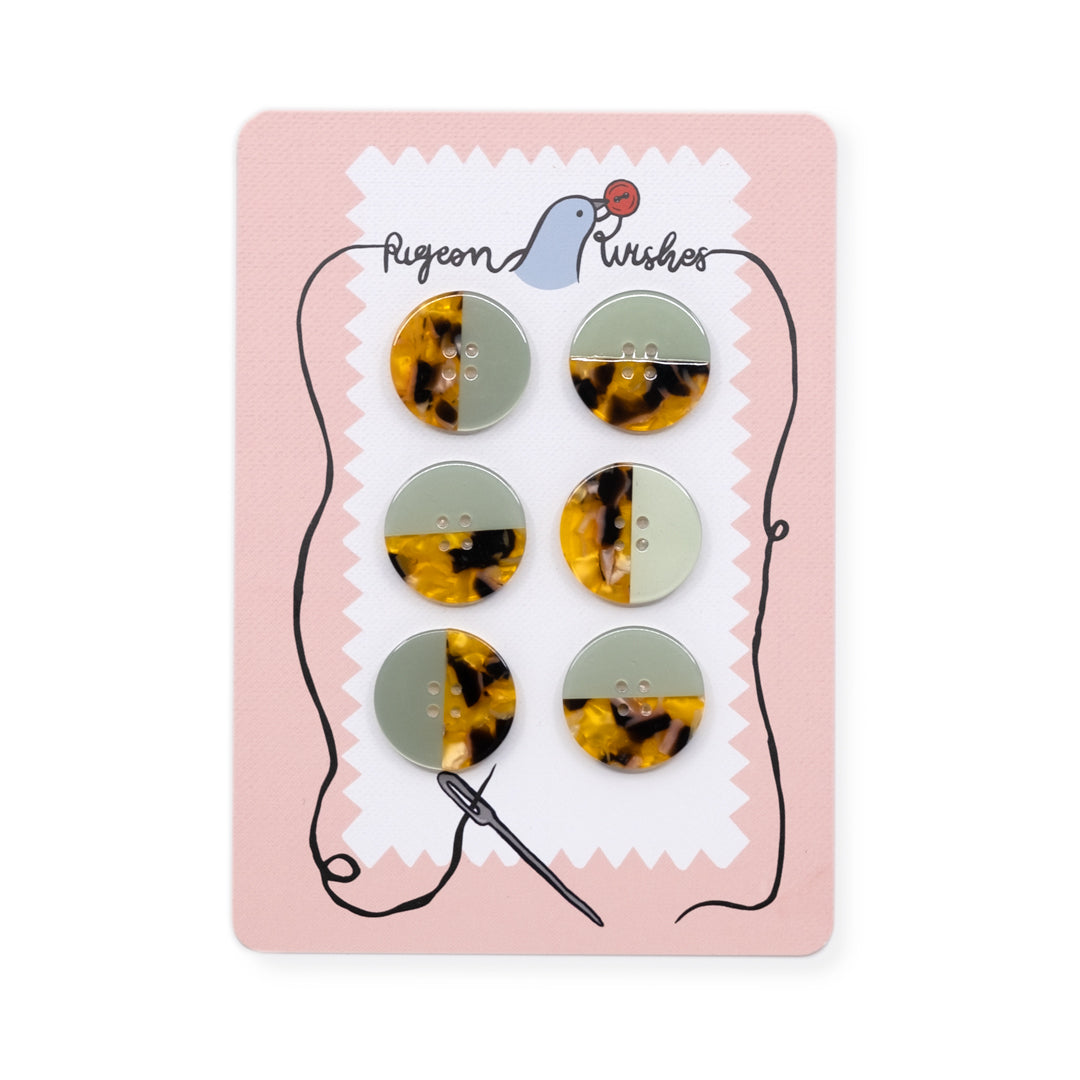 Pigeon Wishes Resin Buttons (25mm) Set of 6 - Ocean Leopard