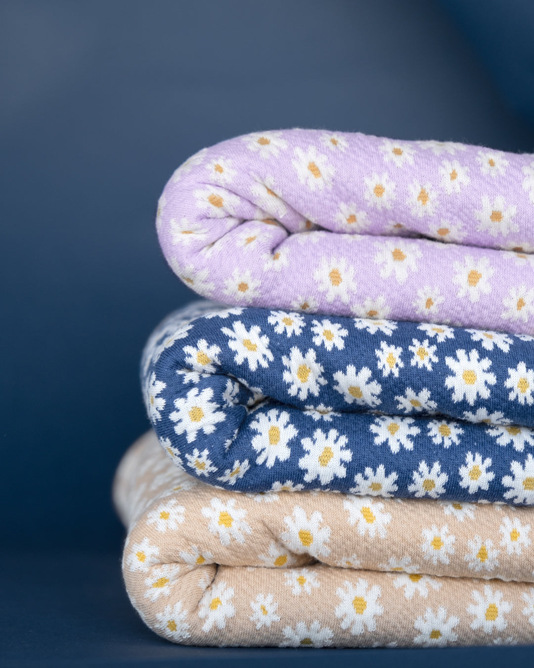 Meadow Daisy Cotton Double Knit - Frosted Lilac | Blackbird Fabrics