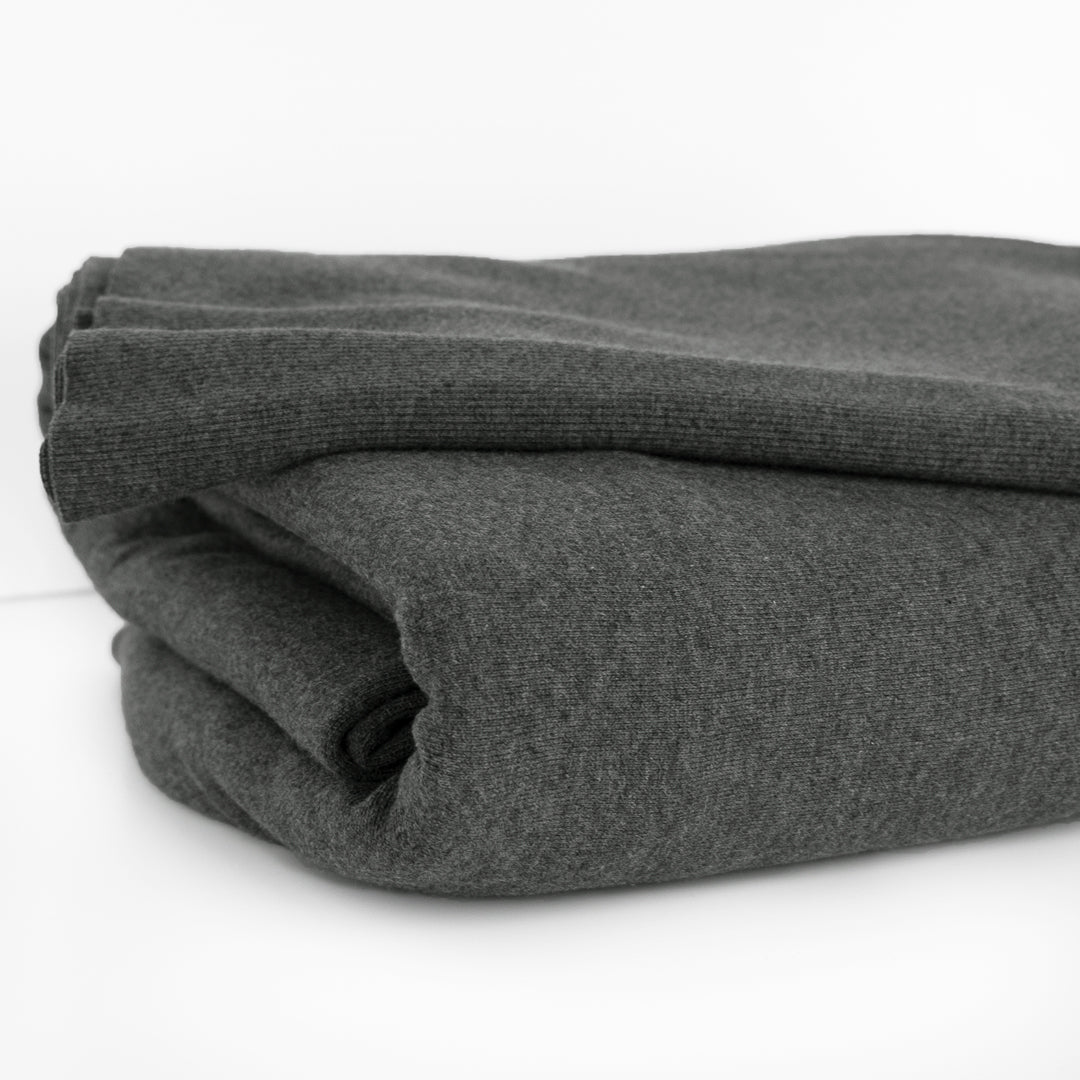 Organic Cotton 2x2 Ribbing - Heather Charcoal