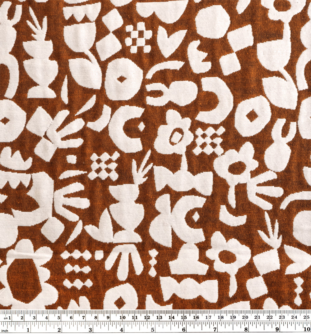Petit Floral Collage Cotton Blend Jacquard - Burnt Orange/Ivory