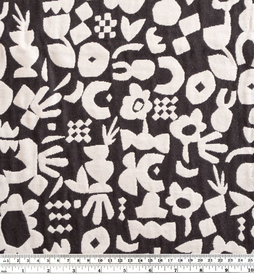 Petit Floral Collage Cotton Blend Jacquard - Charcoal/Ivory
