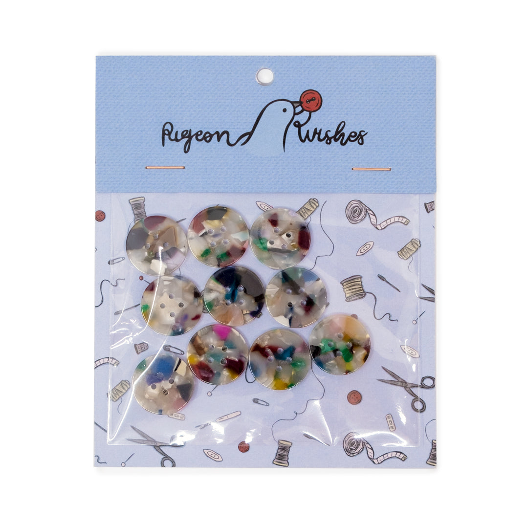 Pigeon Wishes Resin Buttons (20mm) Set of 10 - Painterly