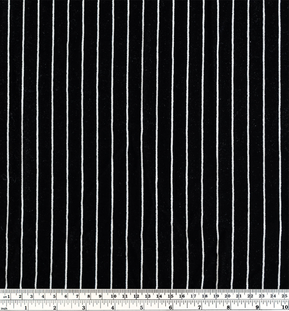 Pinstriped Non-Stretch Velvet - Black/White