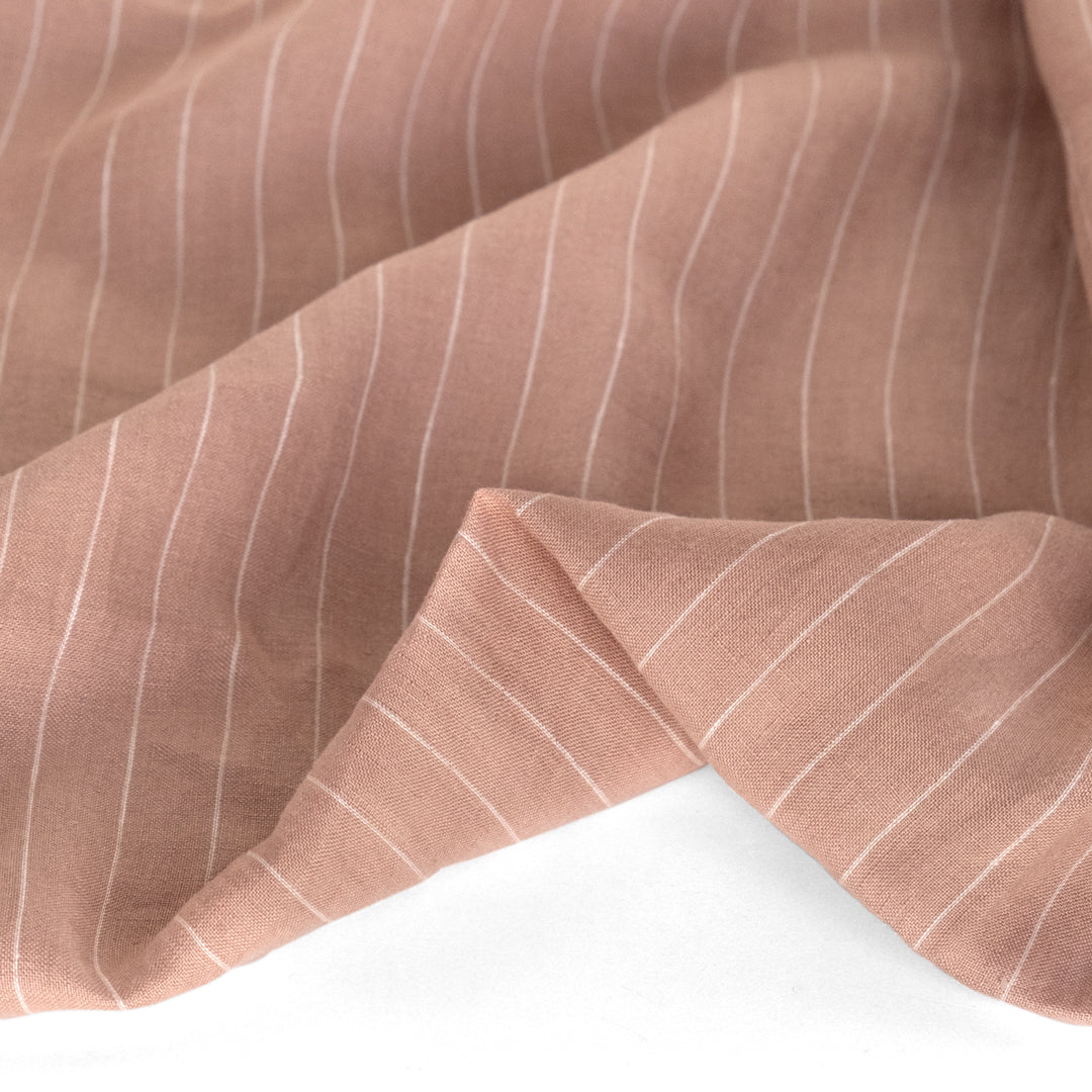 Pinstriped Yarn Dyed Linen - Blush