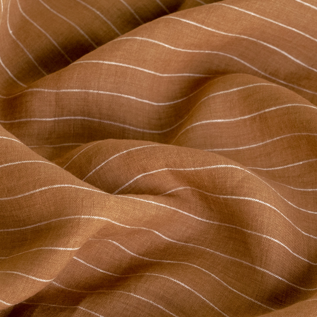 Pinstriped Yarn Dyed Linen - Teak
