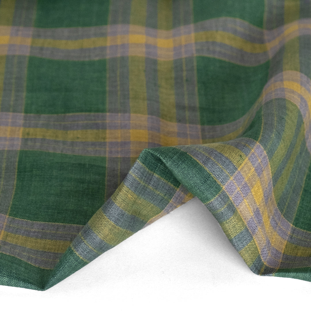 Jumbo Plaid Yarn Dyed Linen - Pine | Blackbird Fabrics